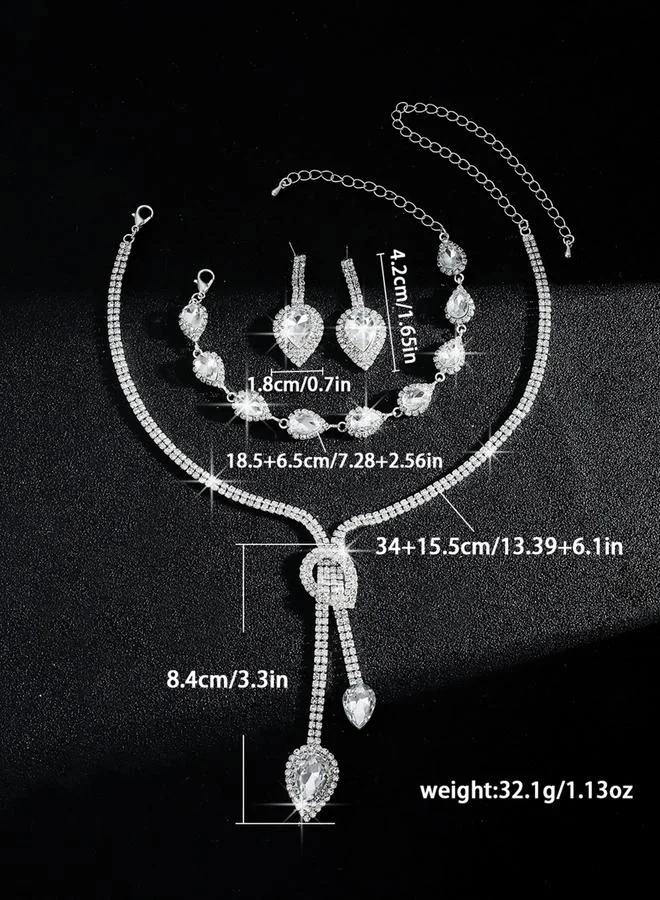 تايك تو طقم مجوهرات 3 قطع عقد وسوار وأقراط منمقة